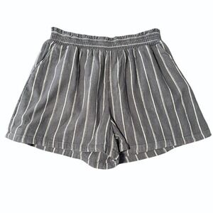 Universal Thread Linen‎ Blend Pull-On Shorts Women L Gray Striped Preppy Coastal